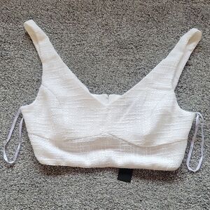 White Textured Crop Top